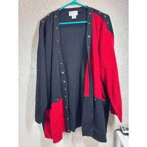 Adolfo Collectibles Sweater Women's 30% Lambs Wool Red Black Color Block Size 2X